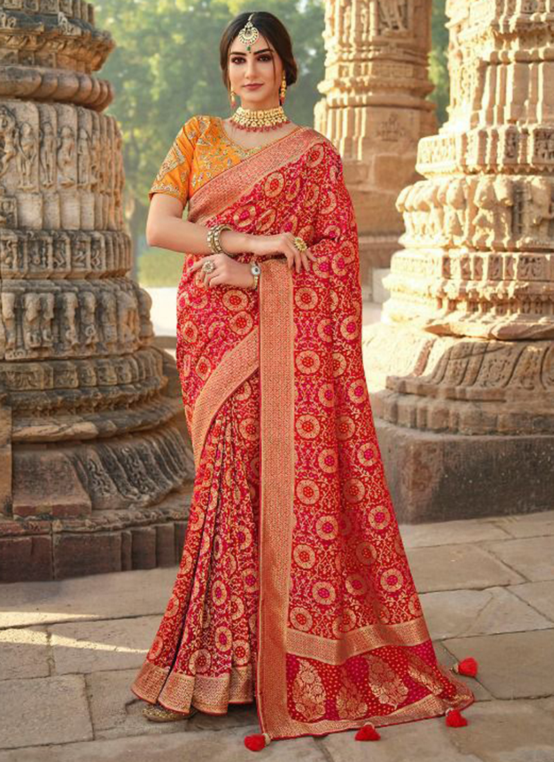 Sam Reddy in our Scarlet Red Heavy Embroidered Border Saree – SHARANYA  KOLKATA