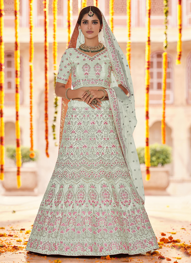 Pista colour bridal on sale lehenga