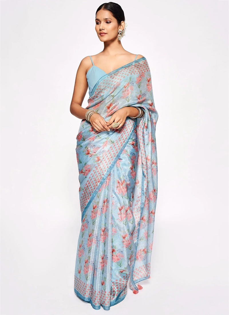 Devnaagri - Sobhita Dhulipala in Ice Blue Silk Organza Saree