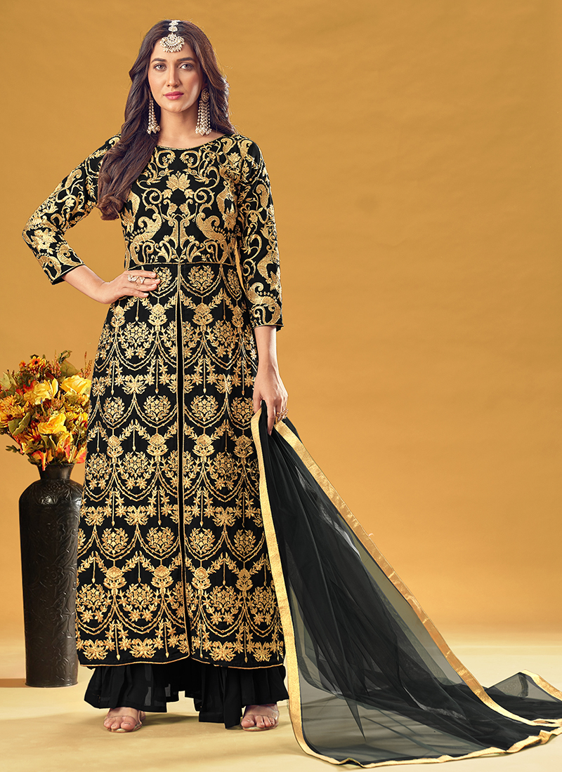 Mehandi Color Wedding Wear Nayra Cut Trendy Palazzo Salwar Suit – Apparel  Designer
