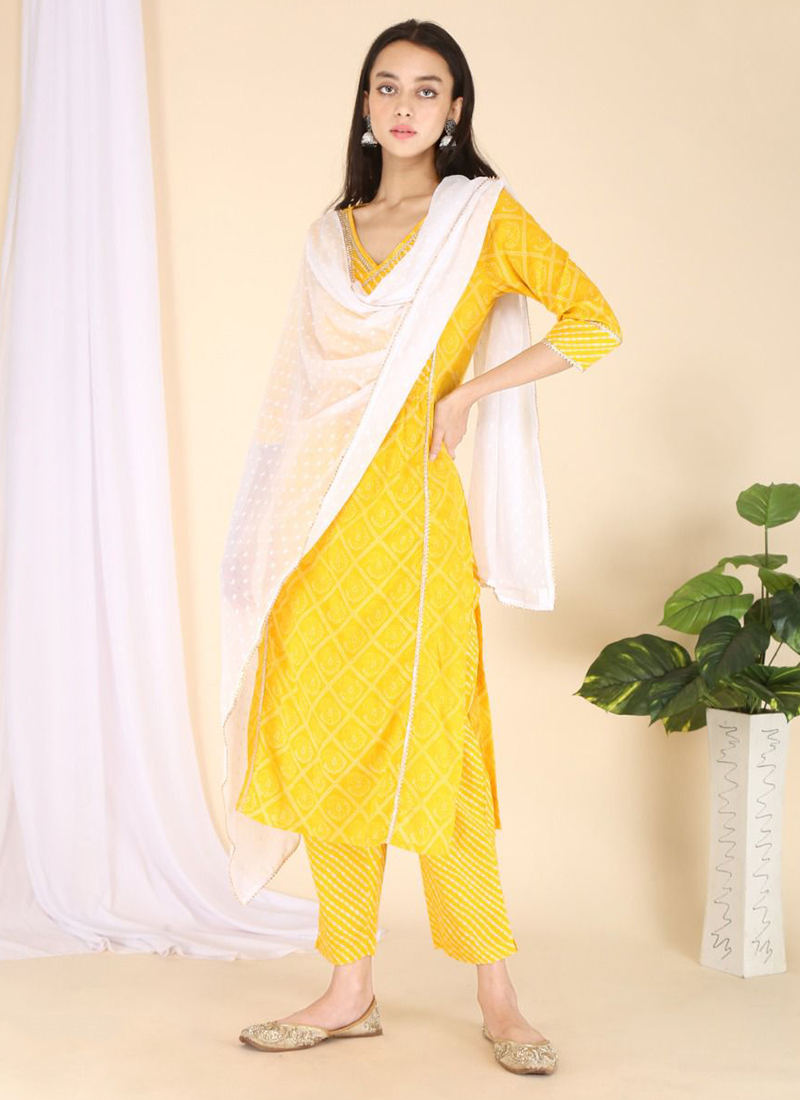 Buy Jay Vijay Enaara Khadi Print Salwar Suits | Khaki – My Fashion Road