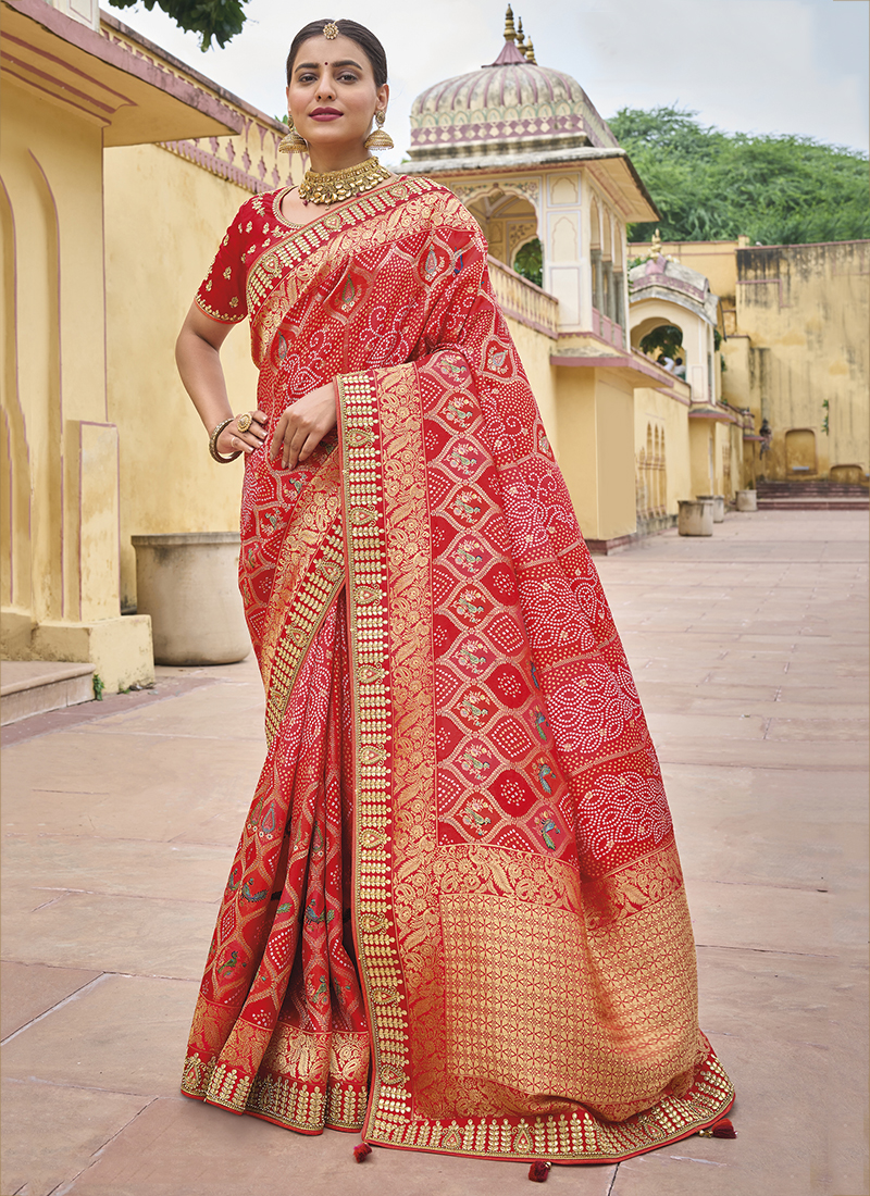 Red Silk Saree for Wedding Reception Party Function Wear Banarasi Silk Kani  Saree for Women, Royal Look Saree Gifts for Women. - Etsy