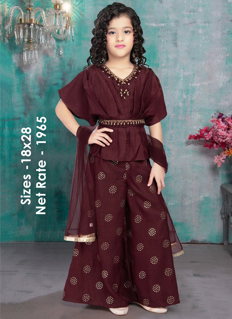 Buy White Button Girl's Golden Foil Print Z Black Dhupion N Rani Paper silk  ReadyMade New Kids Salwar Suit Dress With Dupatta Online at desertcartGambia