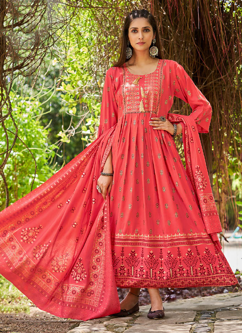 Buy Traditional Wear Gajri Pink Hand Work Banglori Silk Gown Online From  Surat Wholesale Shop