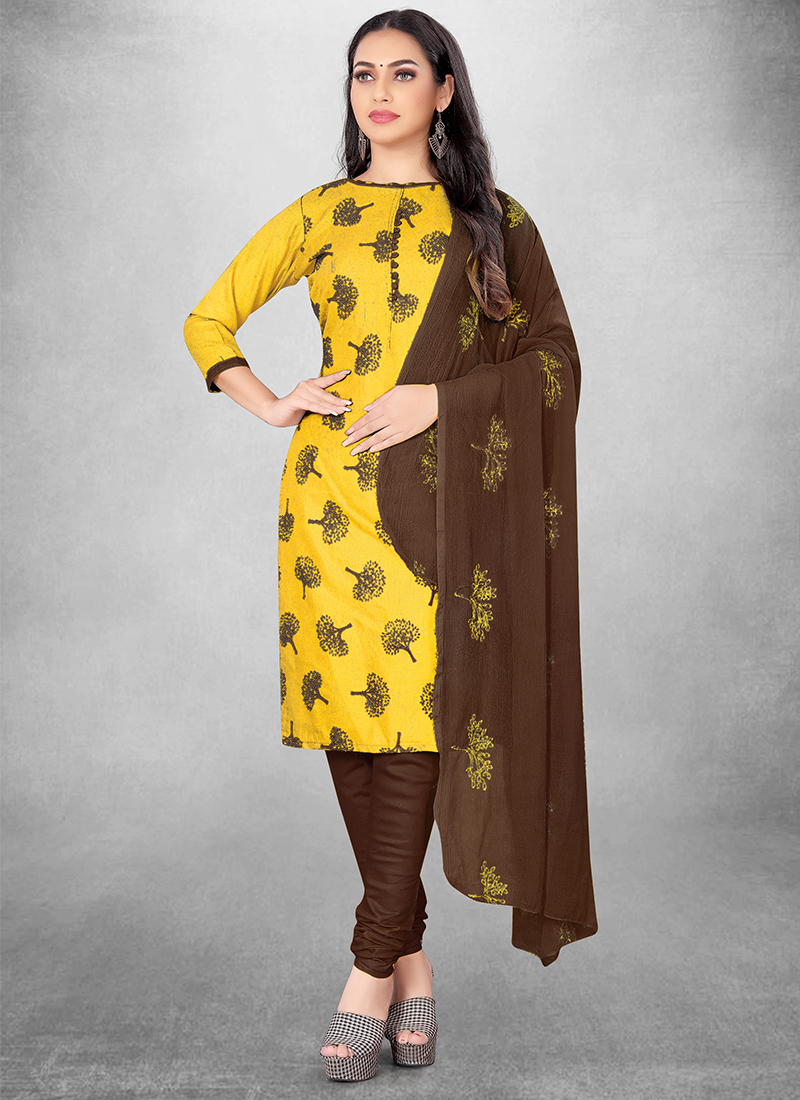 Buy Yellow Cotton Full Sleeve Indian Dresses Online for Women in USA