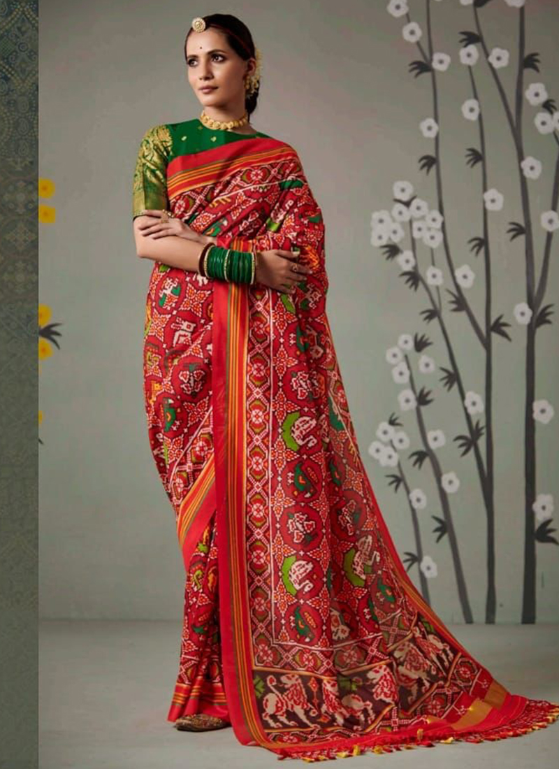 Buy Multi Colour Fancy Traditional Wear Patola Saree Online From ...