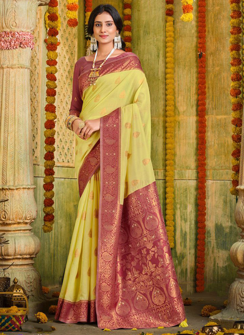 Pastel Green Kanchipuram Cotton Silk Saree