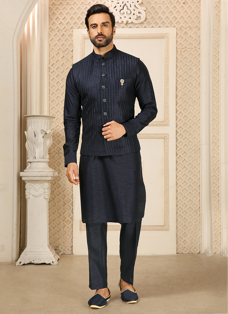 Indian Man Clothing Kurta Pajama Wedding Dress Button Down Shirt 2 PC Suits  Blue | eBay
