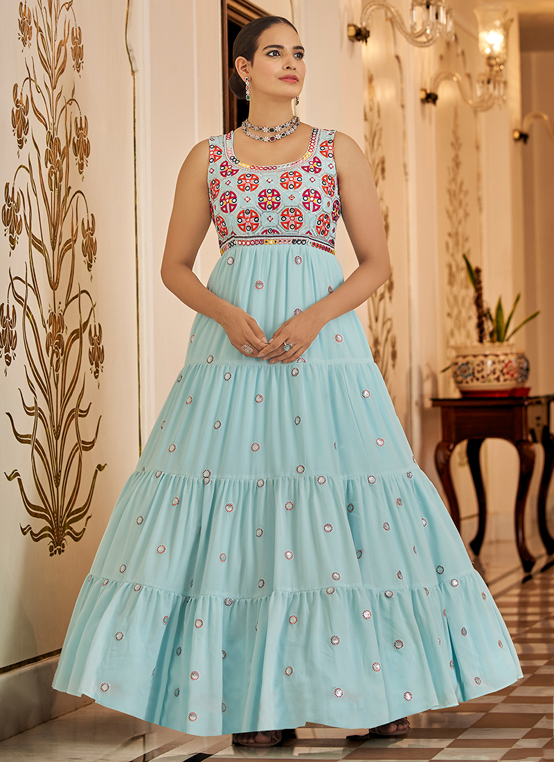 Fashion Compound - Rate -3800 Georgette Flaired Handwork Gown : Buy Fusion  Gown Online In India Product Description: ▪️Fabric :- Georgette ▪️Style :-  Flaired & Tapered ▪️Look :- Western ▪️ Occasion :-