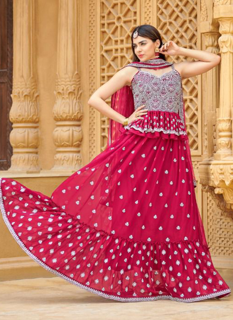 Pink Georgette Wedding Wear Embroidery Work Salwar Suit ROOKIES 4292