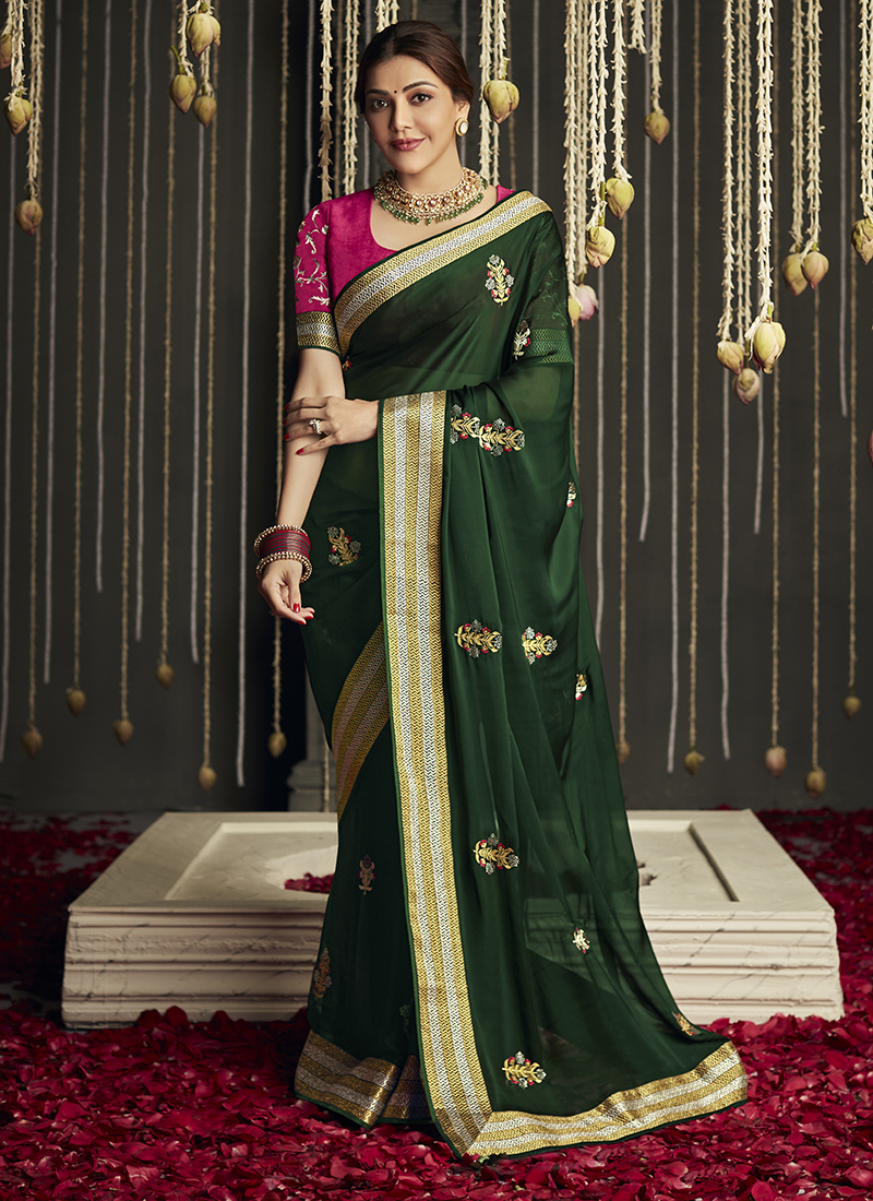 Pink Bridesmaid Wedding Reception Saree In Georgette SHARY9401 –  ShreeFashionWear