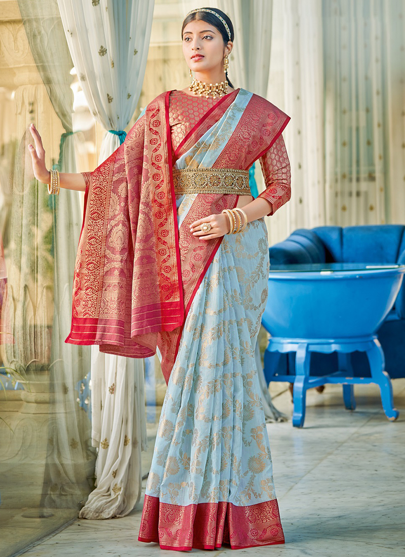 Buy Indigo String Ajrakh Cotton Saree Online - House Of Elegance – House Of  Elegance - Style That Inspires