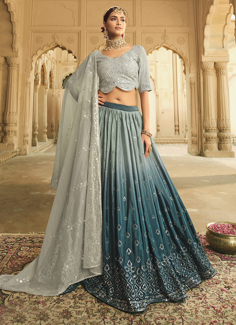 Guldasta Vol 14 Fancy Silk Embroidery Sequins Work Designer Lehenga