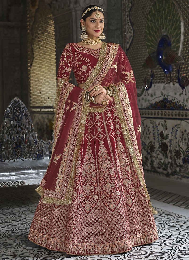 Buy Pink Stonework Net Readymade Lehenga - Koskii