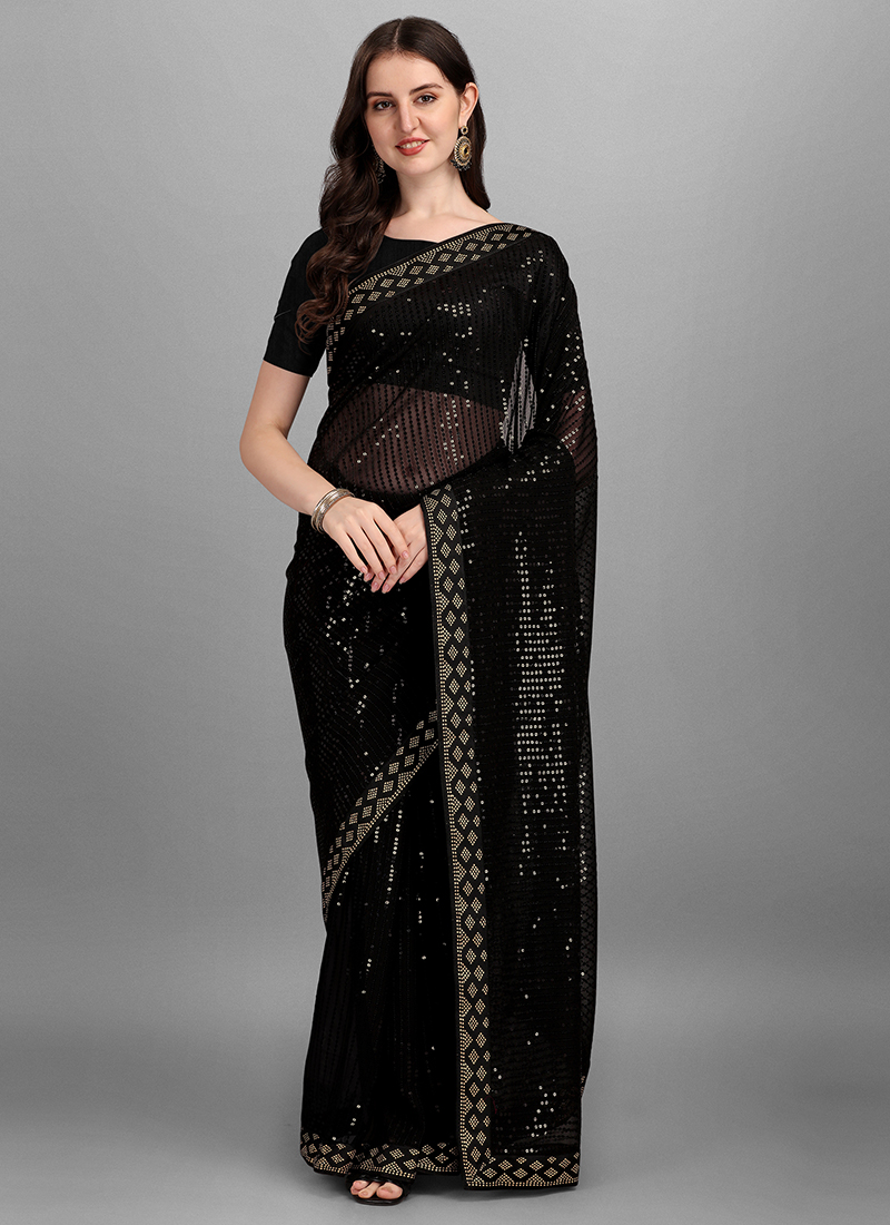 This Diwali Special New Designer Sequins Georgette Sarees Collection ...