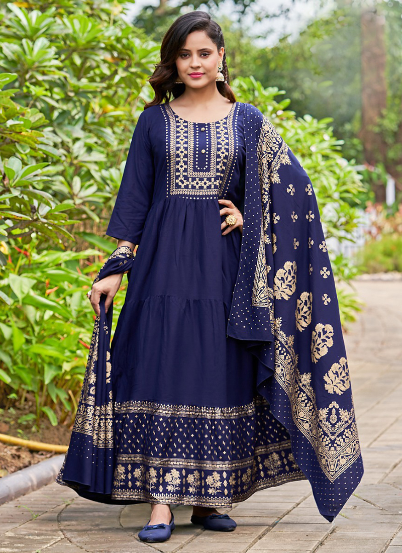 Neeti Mohan In Kalki Organic Blue Gown In Hand Crafted Net With An  Embellished Organza Drape KALKI Fashion India