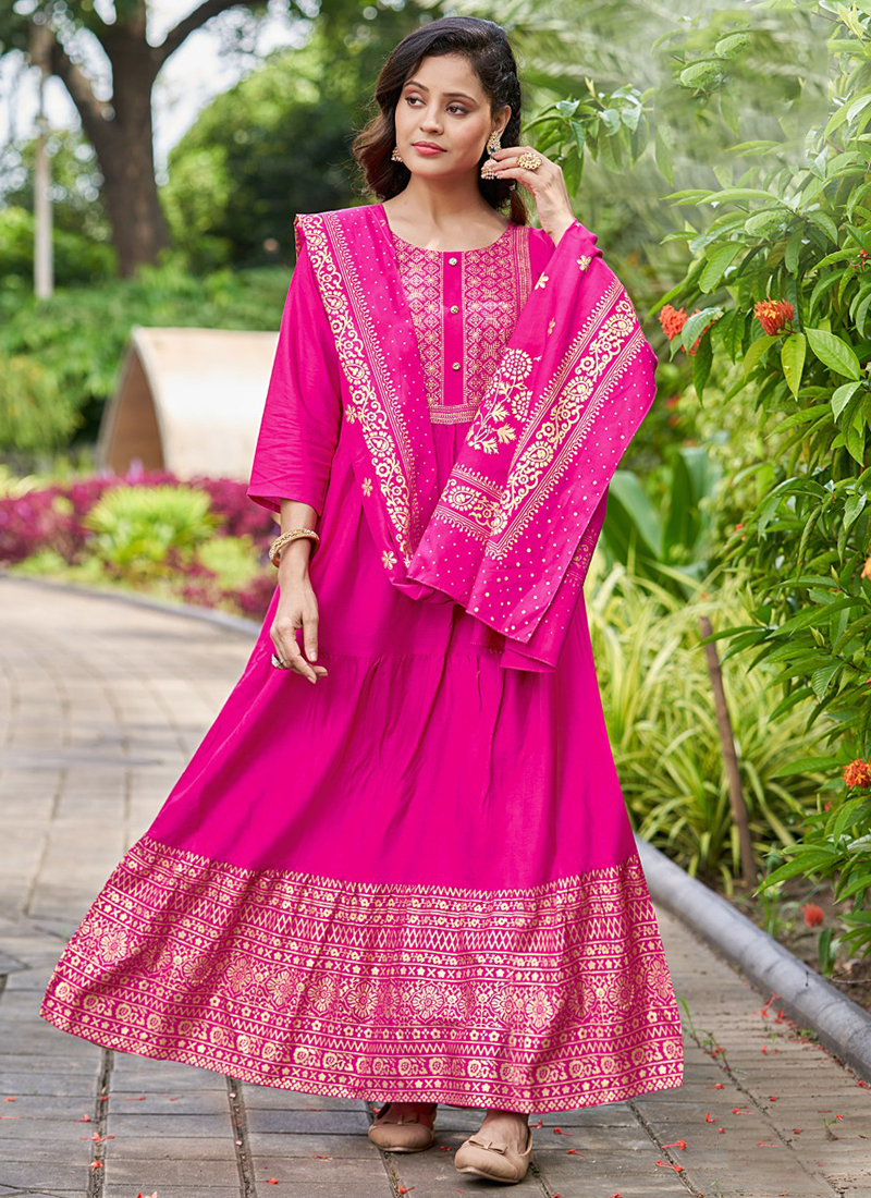 Buy Pink Printed Cotton A-Line Kurti Online at Rs.584 | Libas