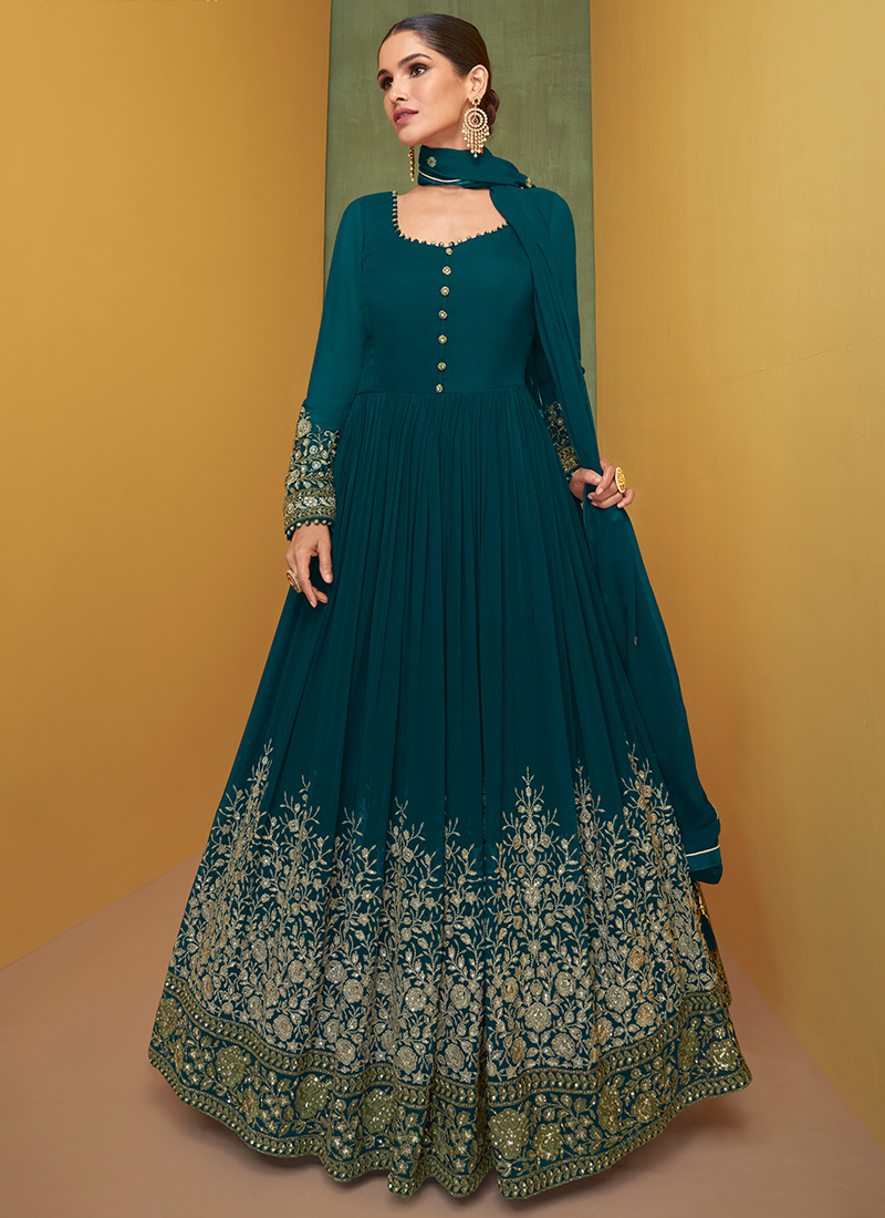 Buy Rama Georgette Party Wear Embroidery Work Gown With ...