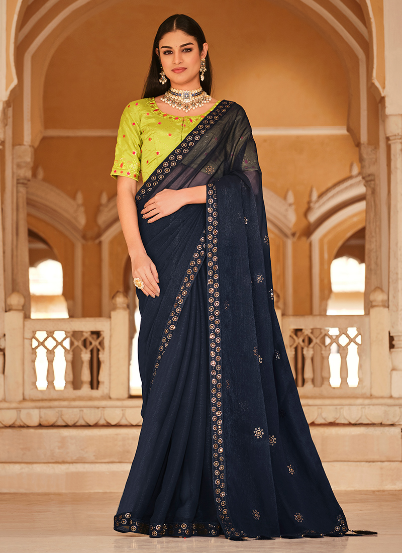 Dark blue saree clearance online