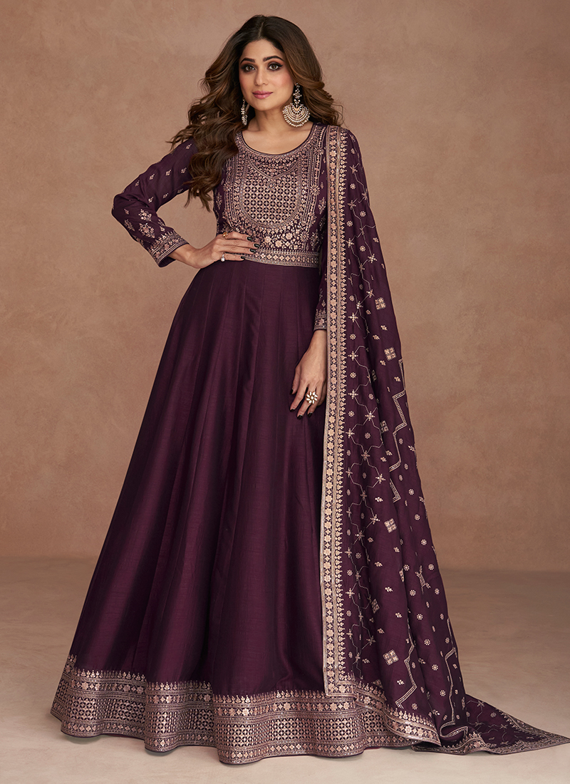 Wine Color Embroidered Gown – Lady Selection Inc