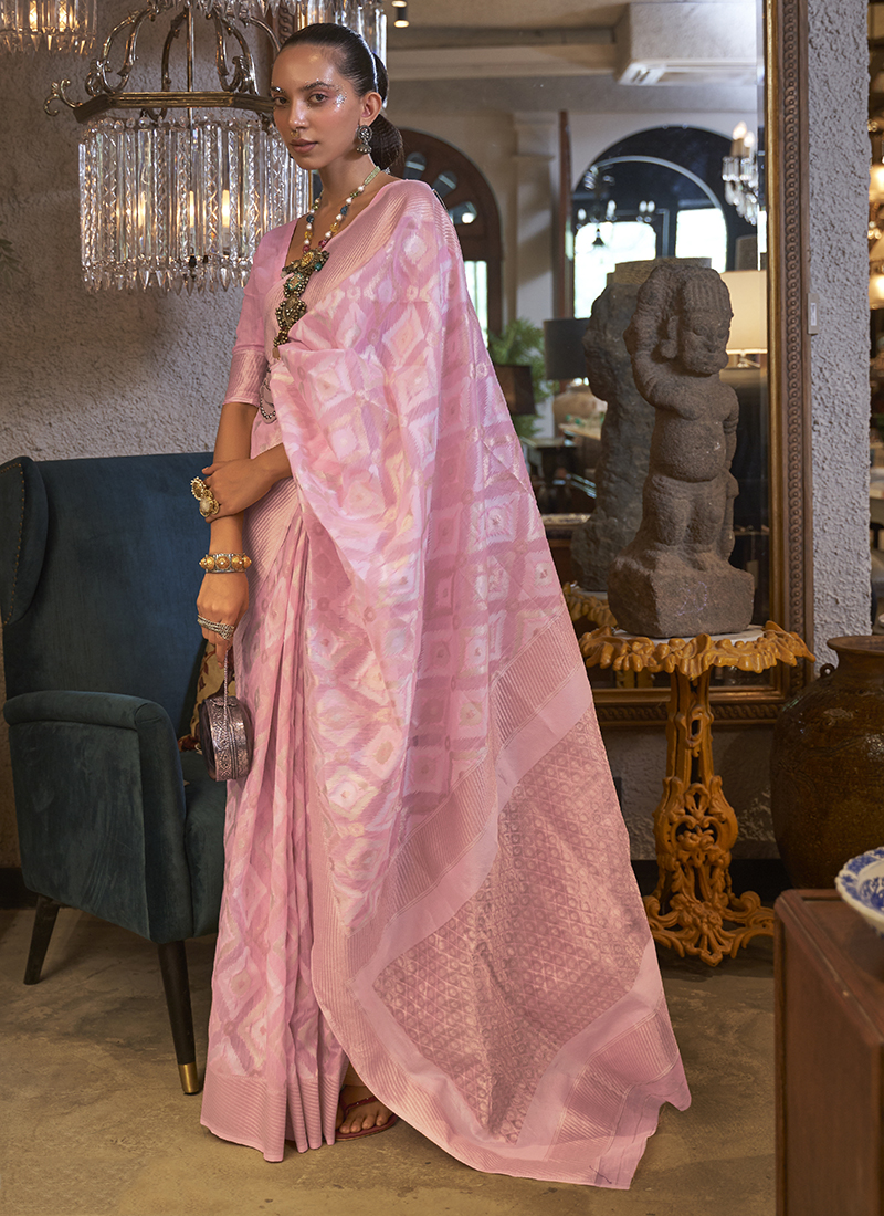 Buy Party Wear Cream Weaving Pure Linen Saree Online From Surat Wholesale  Shop.