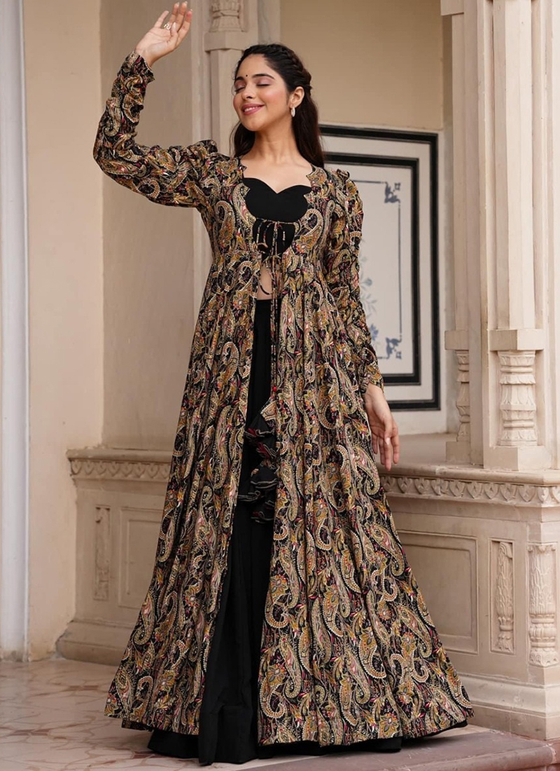 Buy Hypnotizing Resham Work Cotton Satin Jacket Style Anarkali Suit | Anarkali  Suits