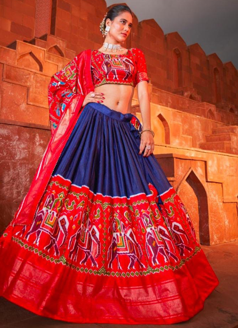 Buy Blue and Red Lehenga Choli Online : Canada - Lehenga Choli