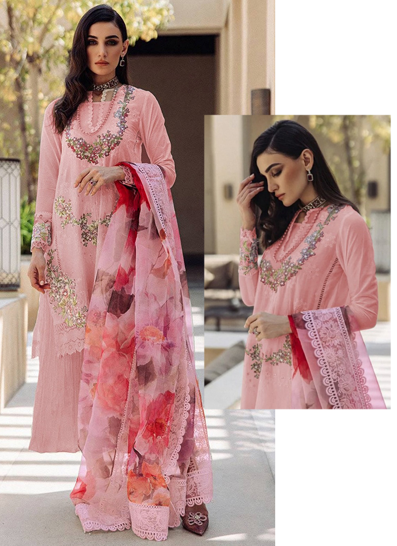 Pink Pure Cotton Festival Wear Embroidery Work Pakistani Suit MARIAB2 202B