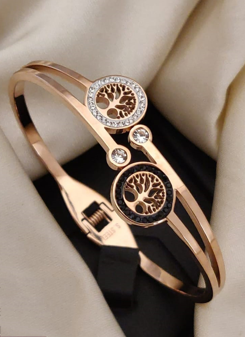 American Diamond Rose Gold Plated Floral Bracelet | American Diamond  Bracelet Online - Frozentags - Ladies Dress Materials