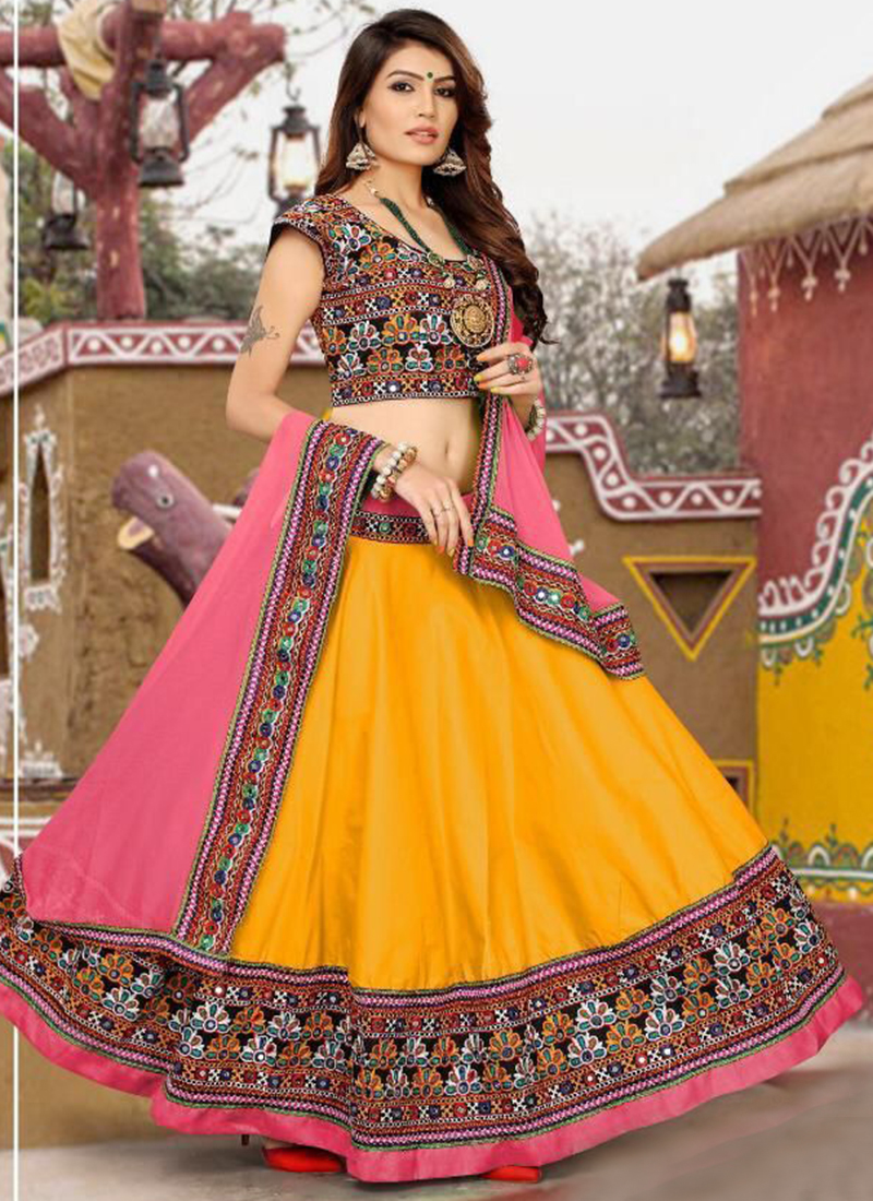 Buy Yellow Heavy Maslin Cotton Lehenga Choli With Sequence Embroidery Work  With Dupatta for Party Wear, Wedding Wear Chaniya Choli Online in India -  Etsy