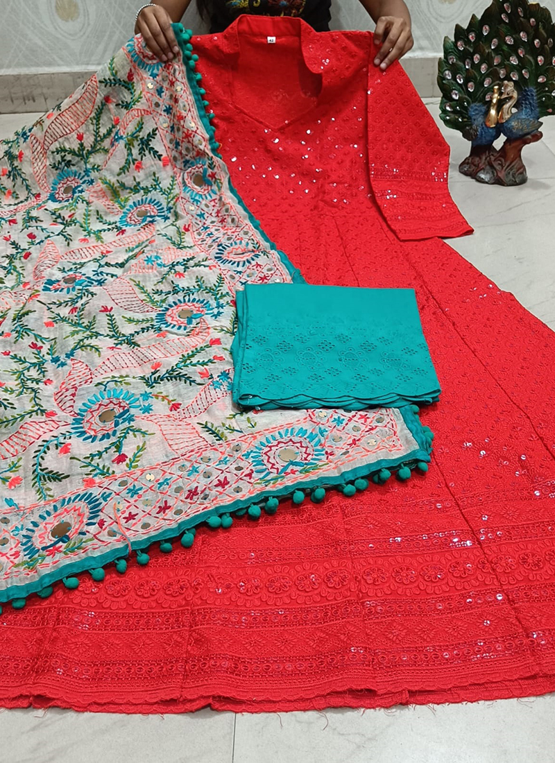 Beautiful patiala phulkari work ready to wear salwar length 38,39* *Size  best fit upto 4xl* *Paired with chikan cotton kurti length ... | Instagram