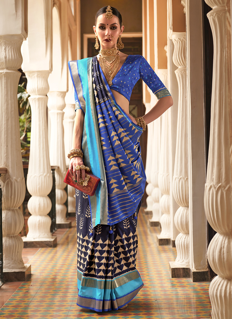 Royal Blue Pure Silk Saree – Priyuja