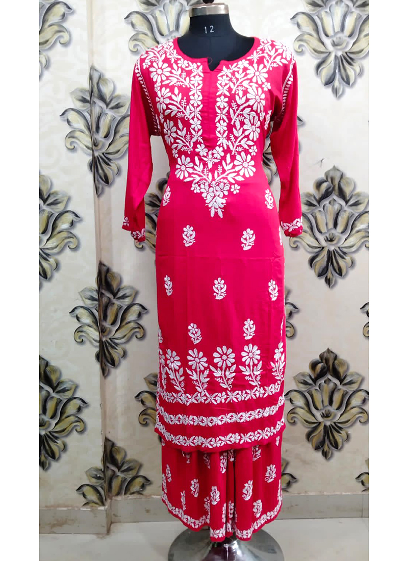 Lucknowi Chikankari Kurta Palazzo Set With Dupatta, Premium Georgette  Chikankari Kurta Sets for Women, Indian Festival Suit, Gift for Her - Etsy