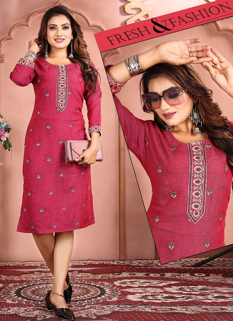Simona Rayon Wholesale Embroidery Kurtis 8 Pieces Catalog Catalog