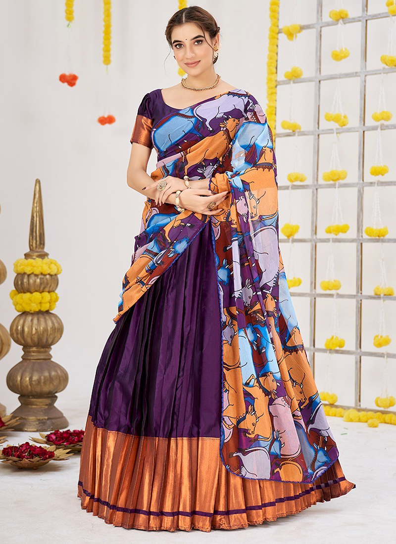 Kanchipuram silk Lehenga designs by Angalakruthi Bangalore | Half saree  lehenga, Half saree designs, Bridal blouse designs