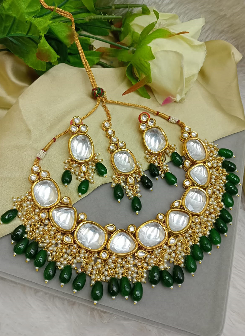 Kundan Choker Necklace Earrings Bollywood Style Jewellery Set perfect
