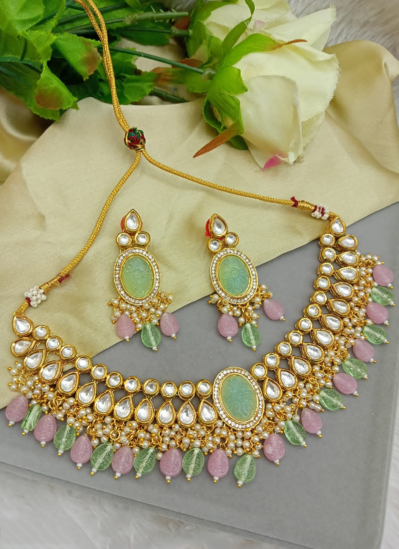 Paaneri Green Kundan Necklace for women and girls – YOSHA