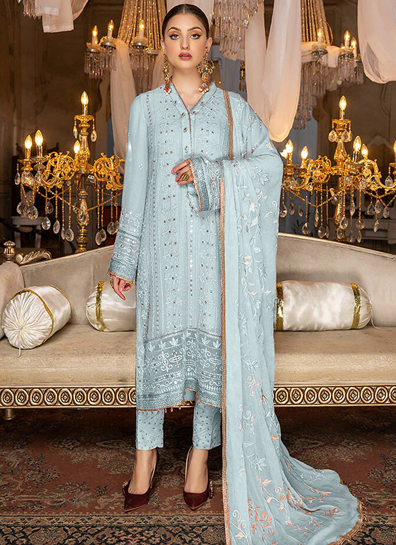 Pure Cotton Patch Work Pakistani Suit In Off White Colour