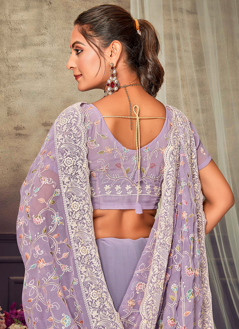 Light Purple Georgette Chikankari Saree at Rs.2899/Piece in silchar offer  by Bunkar