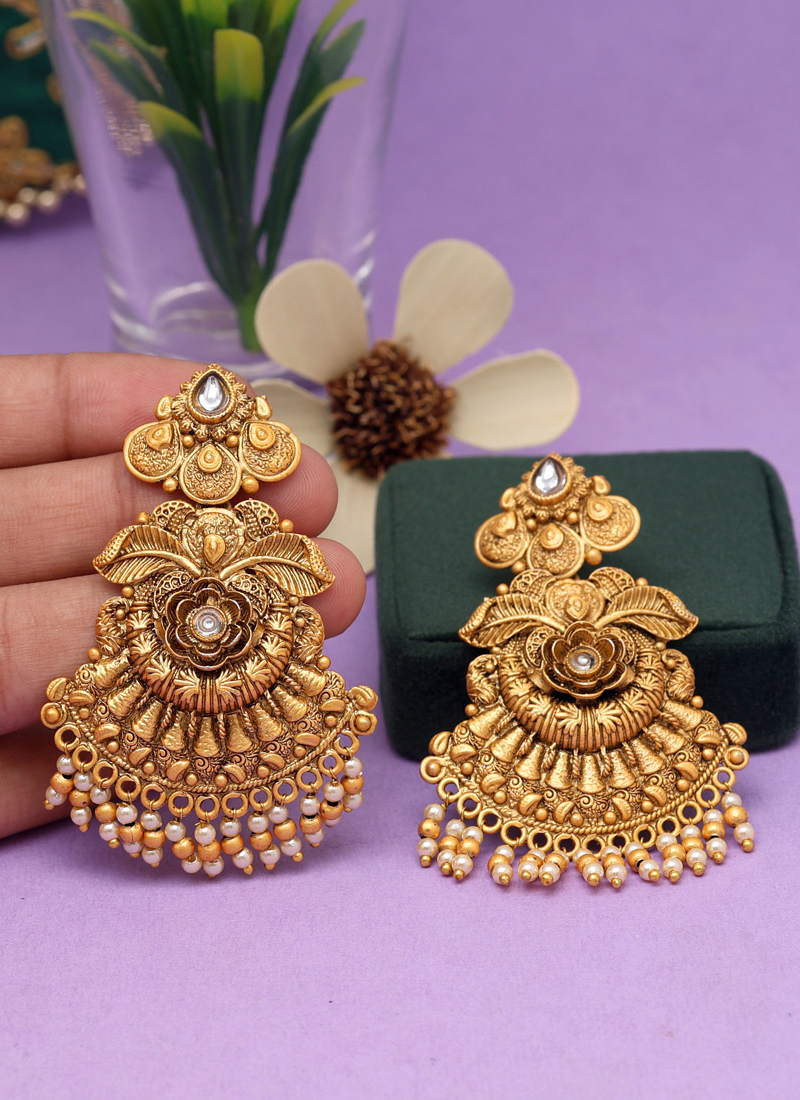 Buy Golden Color Matte Gold Earrings Online From Wholesale