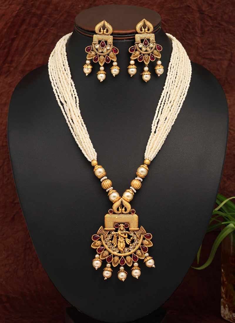 Rani Matte Gold Temple Necklace Set Catalog