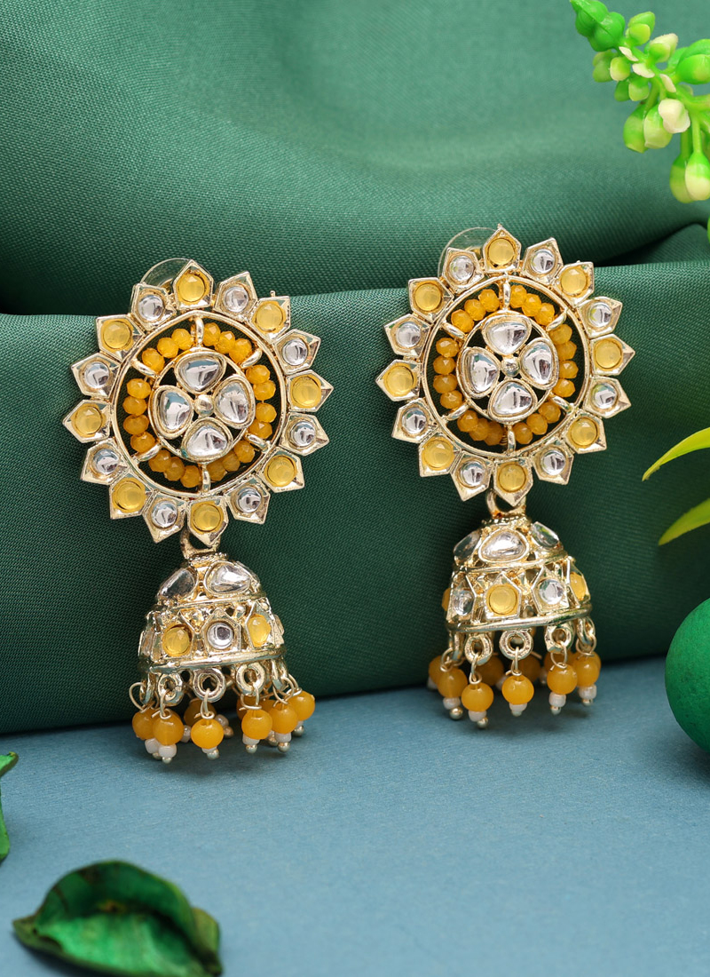 Handpainted Meenakari Kundan Earring – Sarang