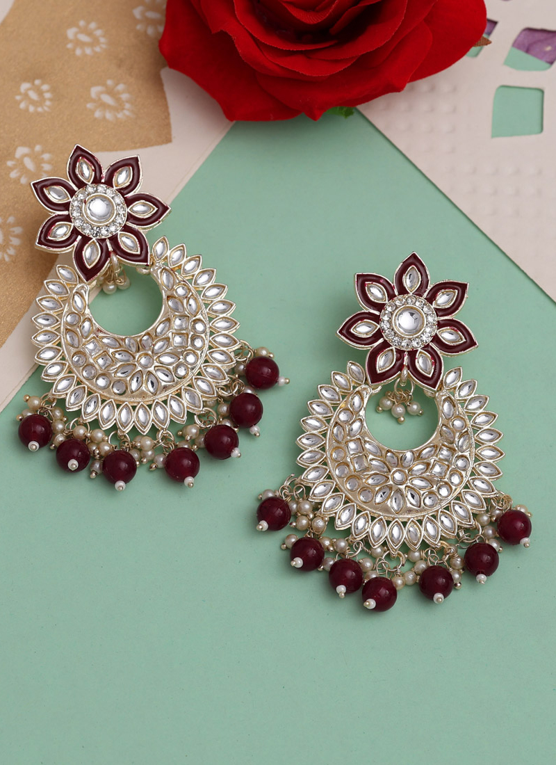 Flipkart.com - Buy Anish Maroon stylish partywear Elegant Bridal wedding  earrings for women & girls Alloy Drops & Danglers Online at Best Prices in  India