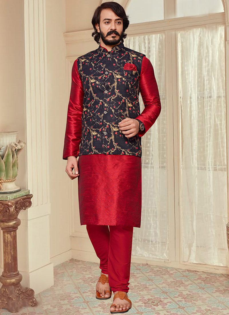 red kurta with nehru jacket ⋆ Best Fashion Blog For Men - TheUnstitchd.com
