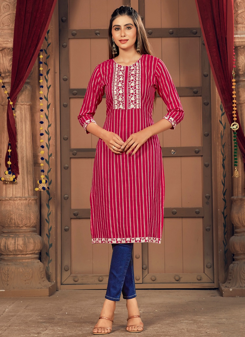 Buy Pink Russian Silk Festival Wear Sequins Work Kurti Online From Wholesale Salwar