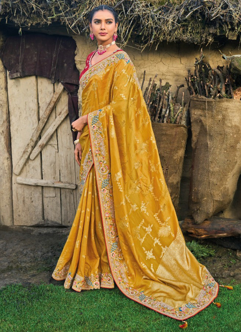 Heavy silk sarees for wedding best sale