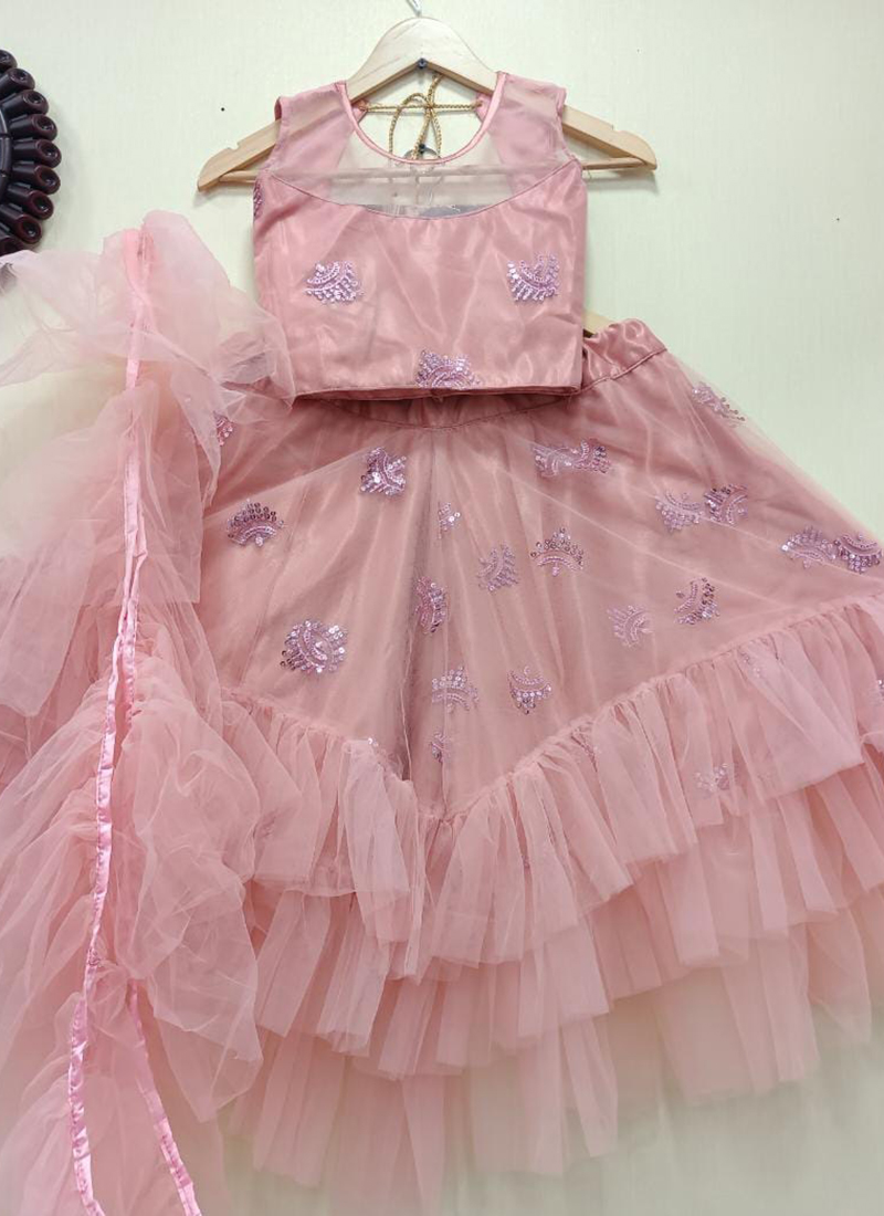 Buy Party Wear Pink Purple Sequins Work Georgette Kids Lehenga Choli Online  From Surat Wholesale Shop.