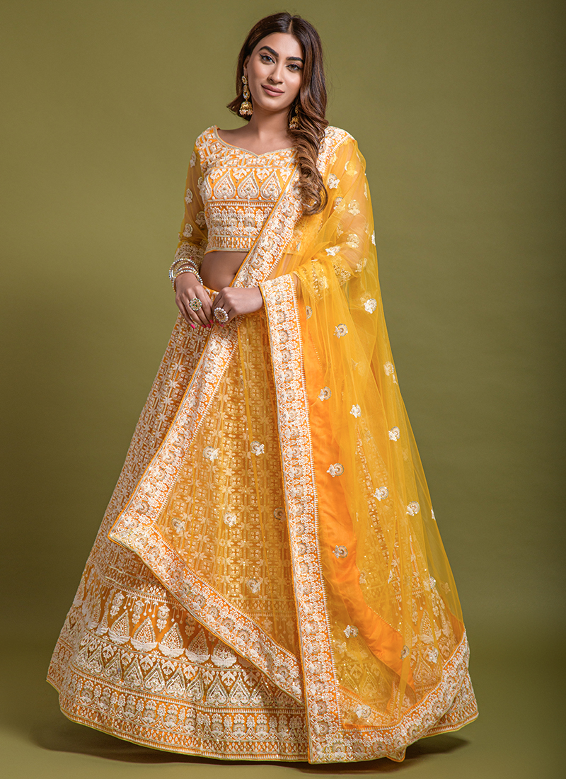 Embellished Indian Wedding Lehenga Choli and Dupatta – Nameera by Farooq