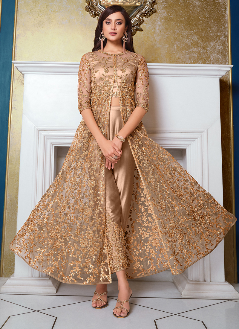 Semi-Stitched Embroidery Faux Georgette Jacket Style Heavy Anarkali Suits  at Rs 2499 in Surat
