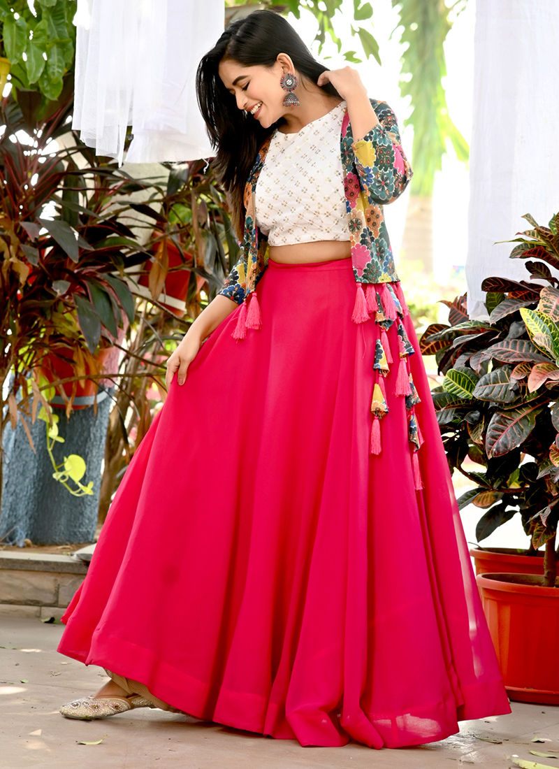 Buy Pink Art Silk Party Wear Thread Work Skirt With Top Online From  Wholesale Salwar